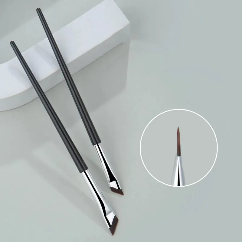 2pcs Angled Blade Eyeliner Brush Ultra Thin Fine Eyebrow Brush Flat Sickle Eyeliner Brushes Thin Angled Eyeliner Makeup Tools — image 2