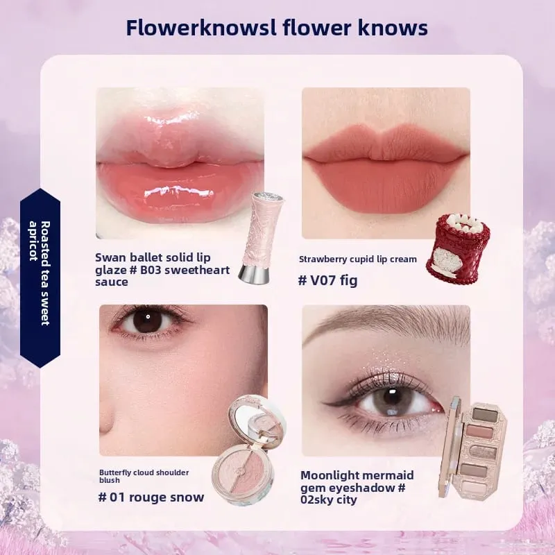 Flowerknows Gift Box Zestaw do makijażu Little Angel Full Box Lip Glaze Róż do policzków Biżuteria w kształcie kwiatka Poznaj zestaw prezentów urodzinowych — image 23