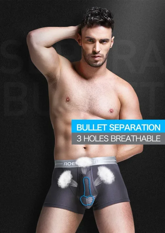 Bullet separate underwear Men's ventilated summer dry underpants Ice silk bag ice healthy boxers — image 2