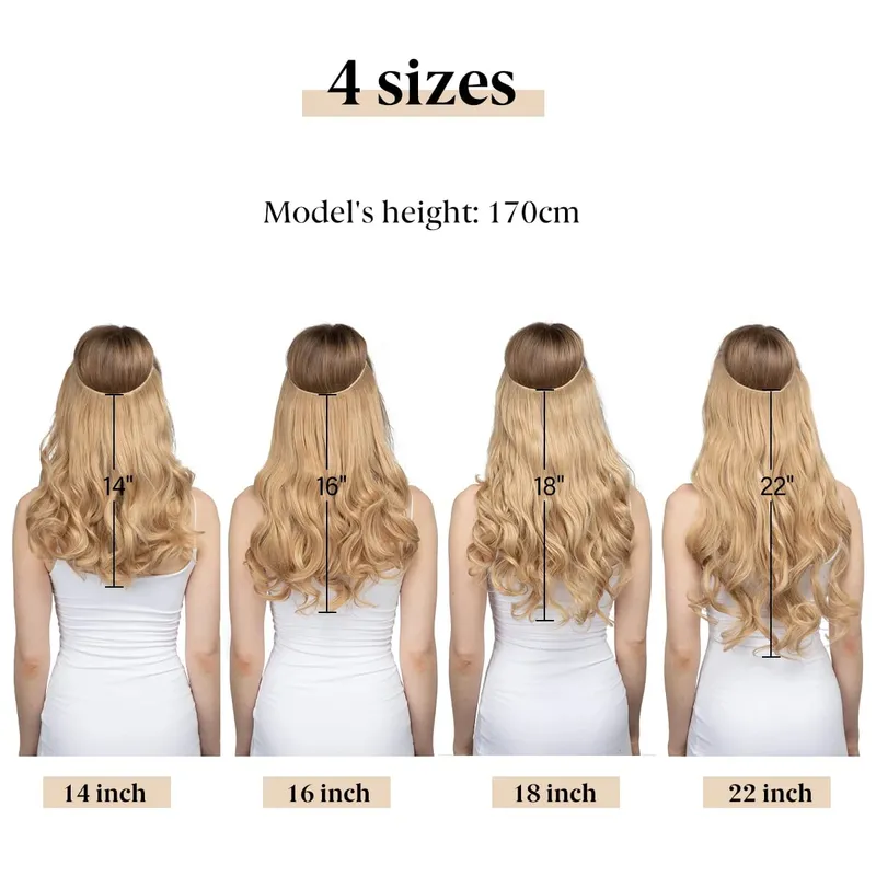 Synthetic No Clip Wave Hair Extensions Ombre Natural Blonde One Piece False Hairpiece Fish Line Fake Hair Piece
