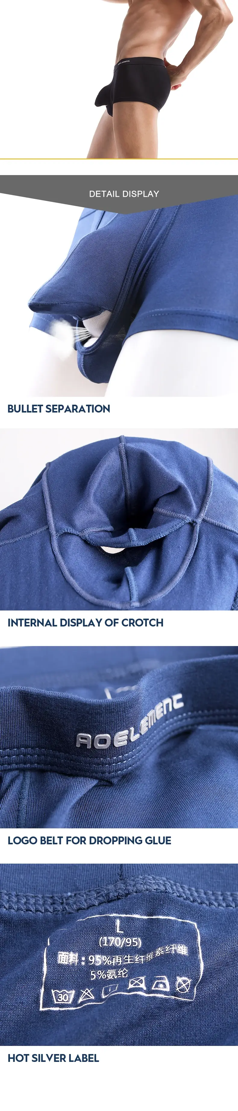 Austrian spermatic cord bullet separation underwear men's scrotal vein underpants Ice silk pouch curved men's boxers — image 8