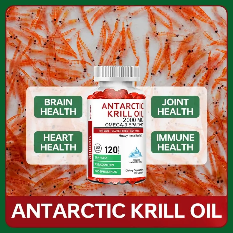 Antarctic Krill Oil Capsules 2000mg Omega-3 EPA & DHA med Astaxanthin Supplement hentet fra Red Krill Maximum Strength — image 2