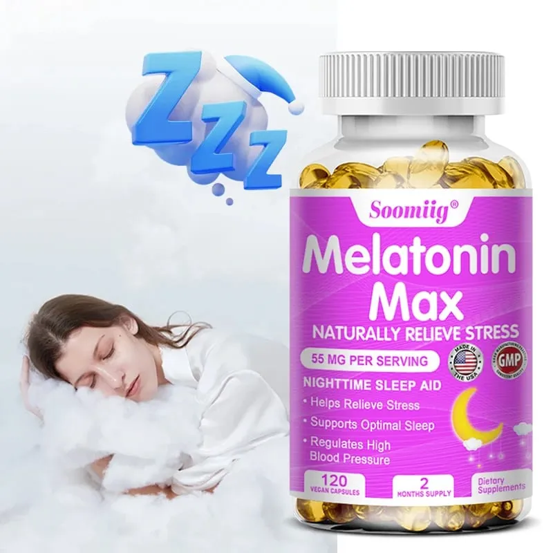 Melatonin 55mg - with MSM Zinc Vitamin D3 & B6 Fall Asleep Faster Stay Asleep Longer Easy To Take Vegan Non-GMO Supplement