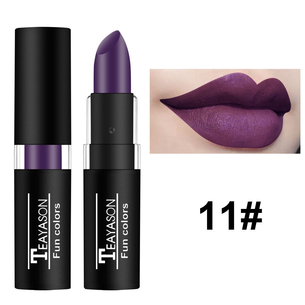 12 Color Lipstick Waterproof Long Lasting Cosmetic Black Blue Purple Green Matte Make Up Lip Gloss Makeup Red Lipstick — image 6