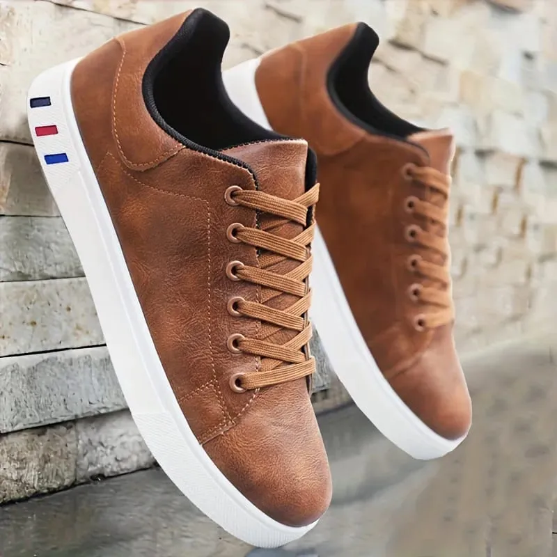 Black Vulcanized Sneakers Men's Flats Comfortable Shoes Lace up Zapatillas Hombre Autumn Spring Fashion Sneakers Plus Size 39-48
