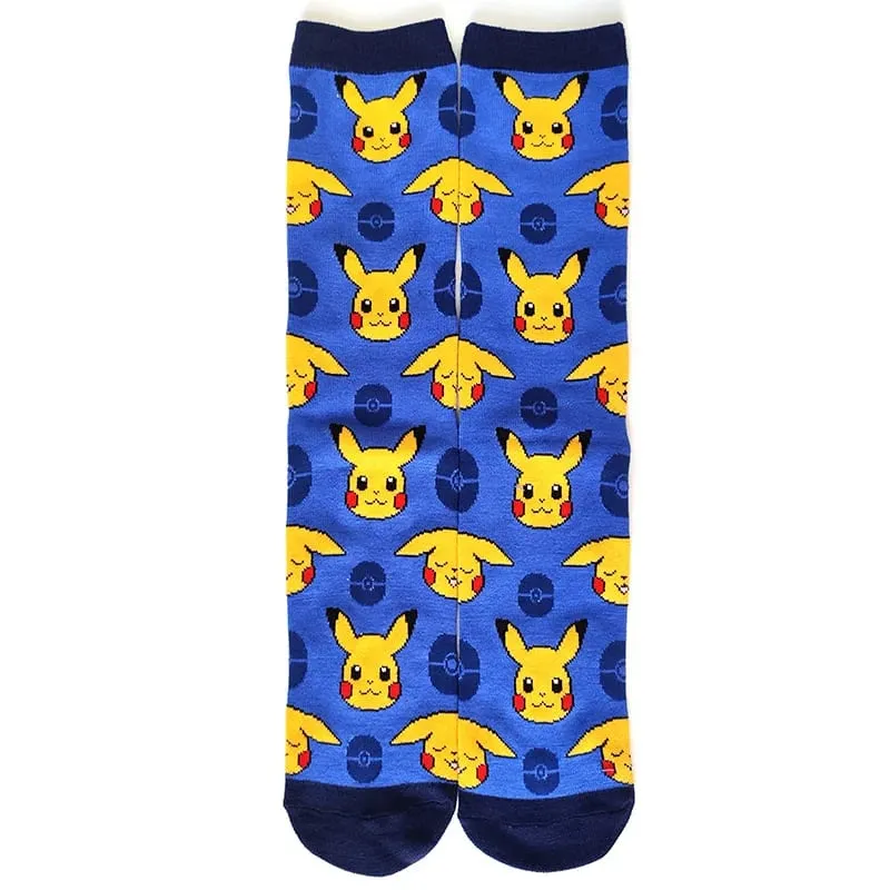 Pokemon Men's Fashion Trend Long Socks Cartoon Anime Figure Pikachu Eevee Gengar Unisex Athletic Harajuku Socks