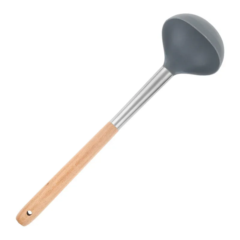Silicone kitchen utensils silicone spatula wooden handle silicone spatula silicone soup spoon leak spatula non-stick pan — image 8