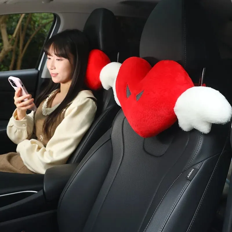 Cute Angel Heart Plush Pillow with Wings Soft Fluffy Love Heart Stuffed Cushion Car Sofa Home Decor Valentine Creative Gift
