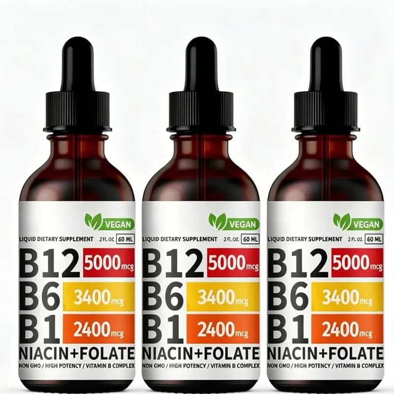 Vitamin B6 Kapky Komplex B12 B1 Folát Tekutý doplněk pro podporu trávicího systému Kapky Tekuté Kapky s trojitým vstřebáváním — image 8
