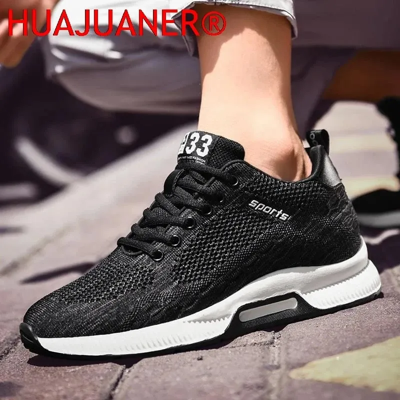 Men Sneakers Elevator Shoes Hidden Heels Breathable Heightening Shoes for Men Increase Insole 6CM Sports Casual Height Shoes