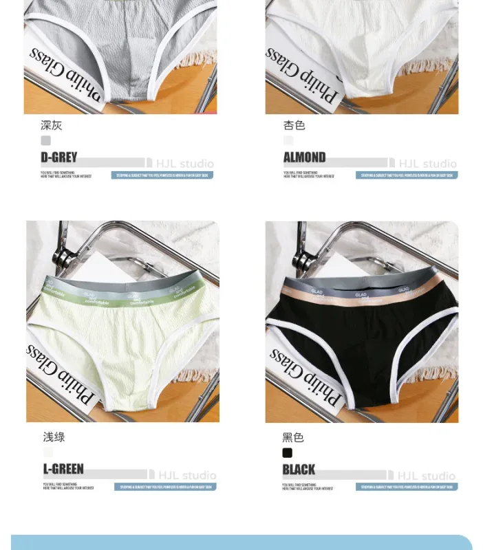 Novedad de verano, calzoncillos de algodón de Color sólido para hombre, ropa interior fina transpirable minimalista, bañadores de moda, calzoncillos de Bikini para hombre — image 4