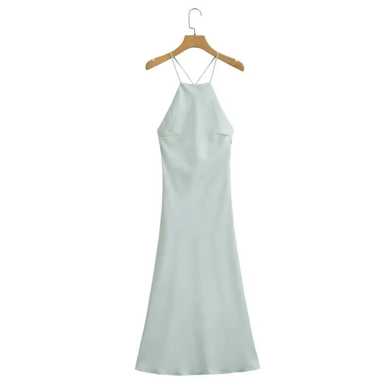 Silk Satin Feel Strapless Gown Long Street Style Floral Print Polyester Fabric No-Waist Design Summer 2025 Women's Dress — image 8