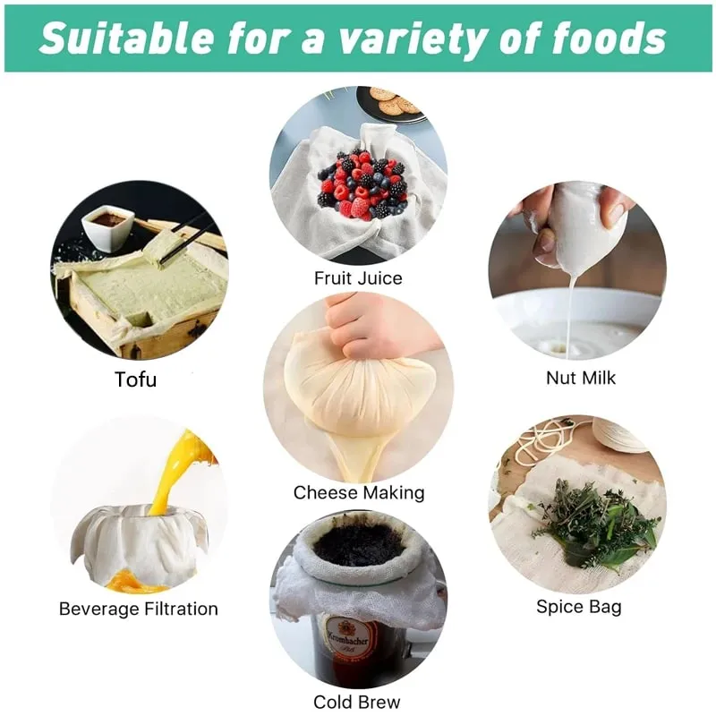 1-5pcs Large White Cotton Gauze Cheesecloth Fabric Reusable Muslin Cloth for Straining Cooking Tofu Cheesemaking Baking — image 6