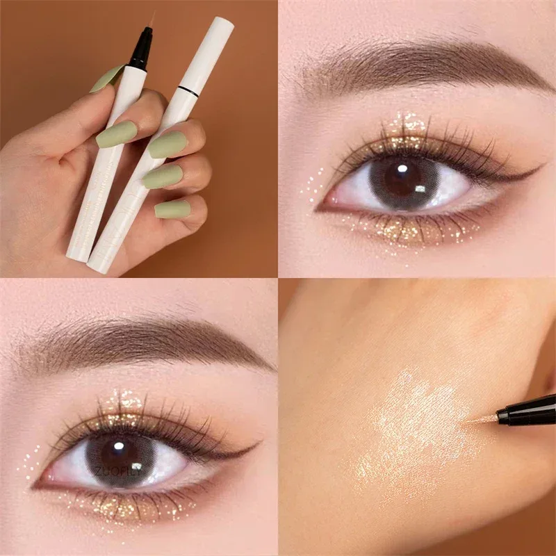 Pearlescent White Liquid Eyeliner Pen Waterproof Non-dizzy Eye Liner Shadow Pen Fast-drying Lasting Shiny Lying Silkworm Pencil — image 11