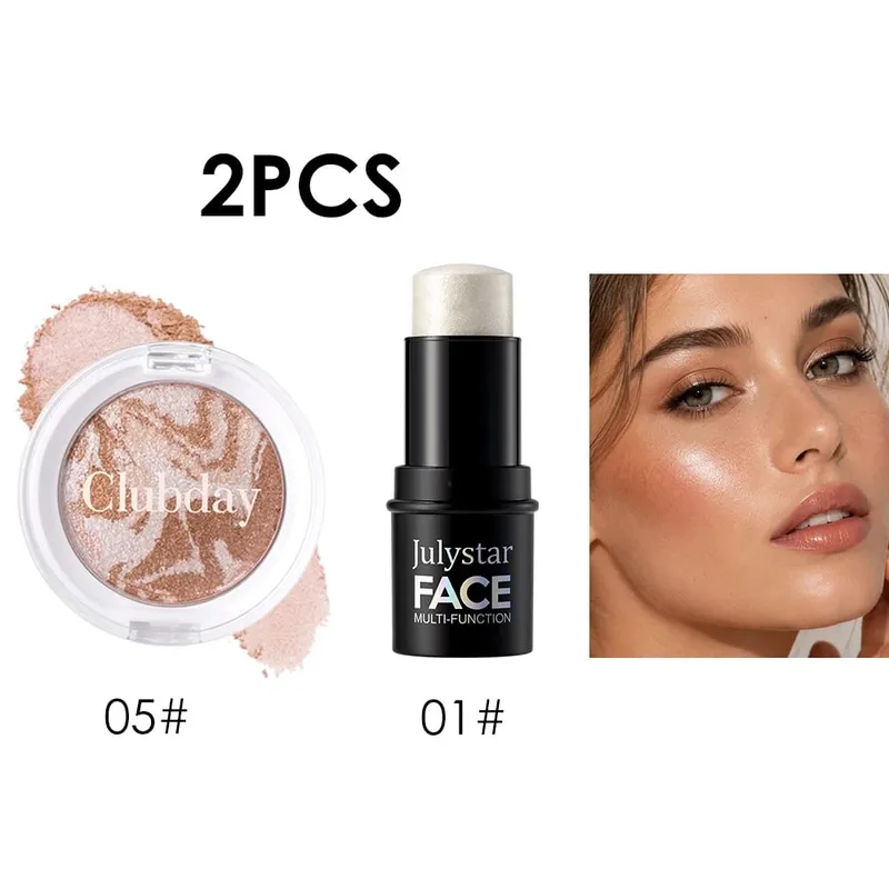 Blush & Highlight Combo Set Luminous Dewy Finish Blendable Buildable Color Long‑Lasting Wear for Natural Glowing Face Makeup