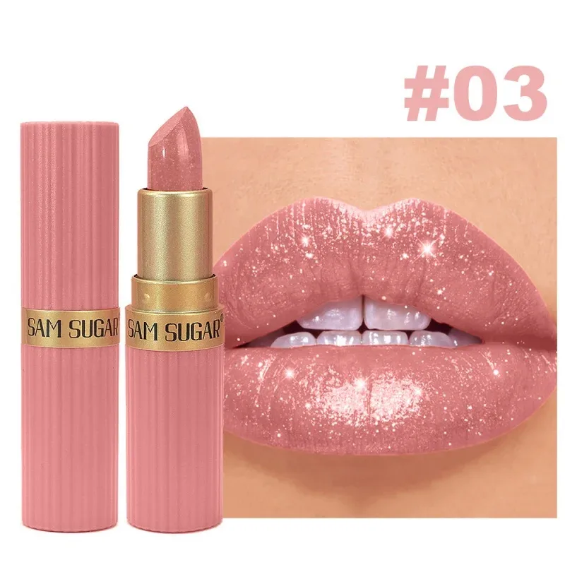 Metallic Velvet Lipstick Diamond Sparkle Pearlescent Fine Shimmer Waterproof Non Stick Cup Lip Makeup — image 6