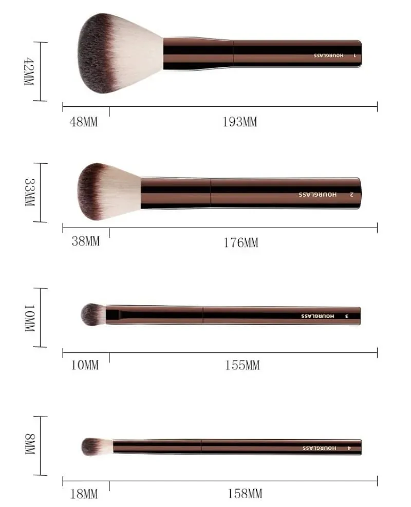 Hourglass The Full 23pcs Luxury Makeup Brushes Set Soft Synthetic Hair Metal Handle Complete Cosmetic Brush Set Free Pouch
