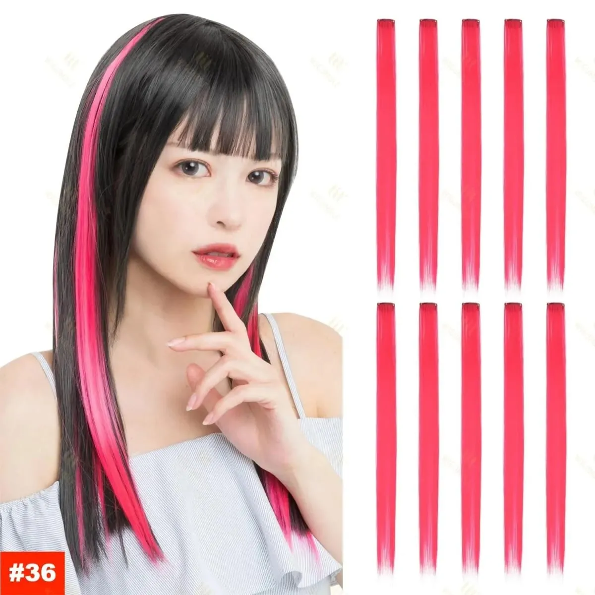 1 5 11 Pcs/lot Clip in Hair Extensions Multi-Colors Highlights Synthetic Hair 22 inch Rainbow Hairpieces for Girls Women Kids — image 28