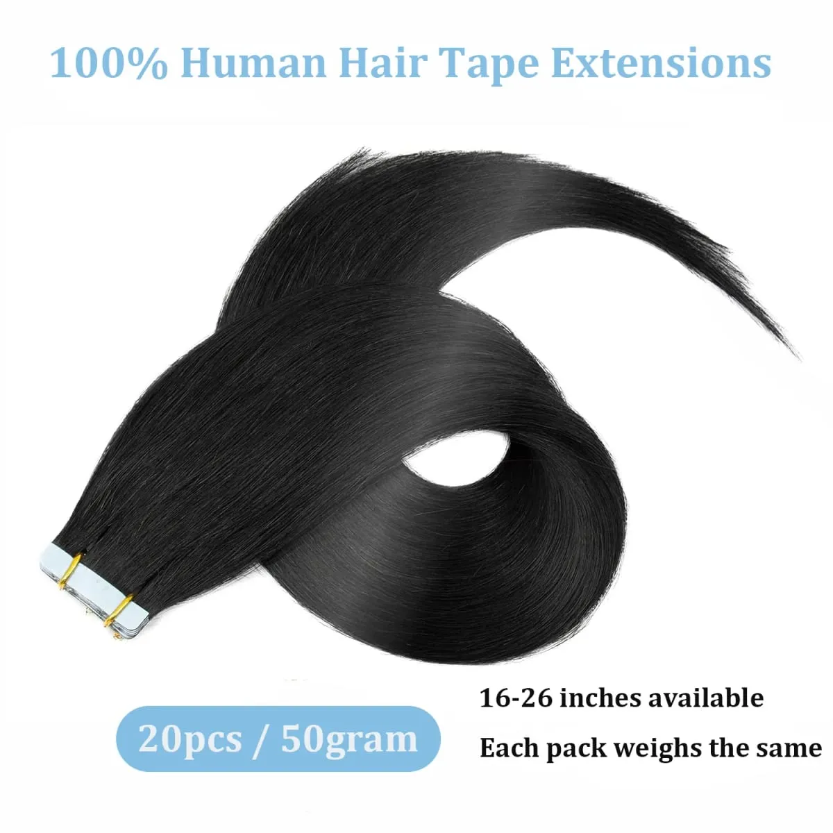Tape In Human Hair Extensions Natural Straight Hair Extensions 1B Black Brown Blonde 100% Remy Skin Weft Adhesive Glue On — image 3