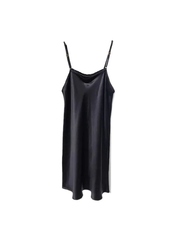 SuyaDream Woman Mini Dress 19mm 100%Real Silk Sleeveless Solid Spaghetti Strap Sleep Dresses 2025 Elegant Chic Clothes — image 7