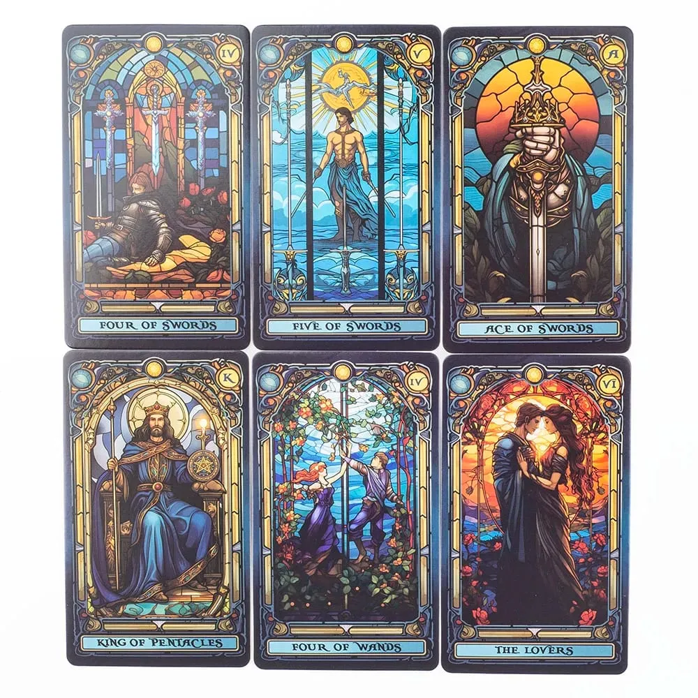 Stained Glass Tarot A 78-Card Deck Leisure Entertainment Game Card Family Gathering Divination Board Playing Games 10.3*6Cm — image 5
