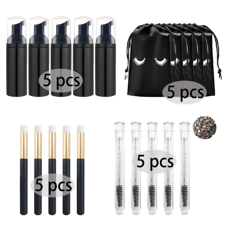 20/40 ks 60ml plastové plnitelné nepropustné lahvičky s prázdnou pumpičkou na řasy Sada cestovního dávkovače mýdla na mýdlo na make-up — image 9