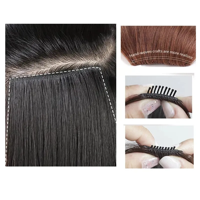 10cm Synthetic Short Straight Pad Invisible Hair Extension Lining of Hair Top Side Cover Hairpiece for Women — image 7