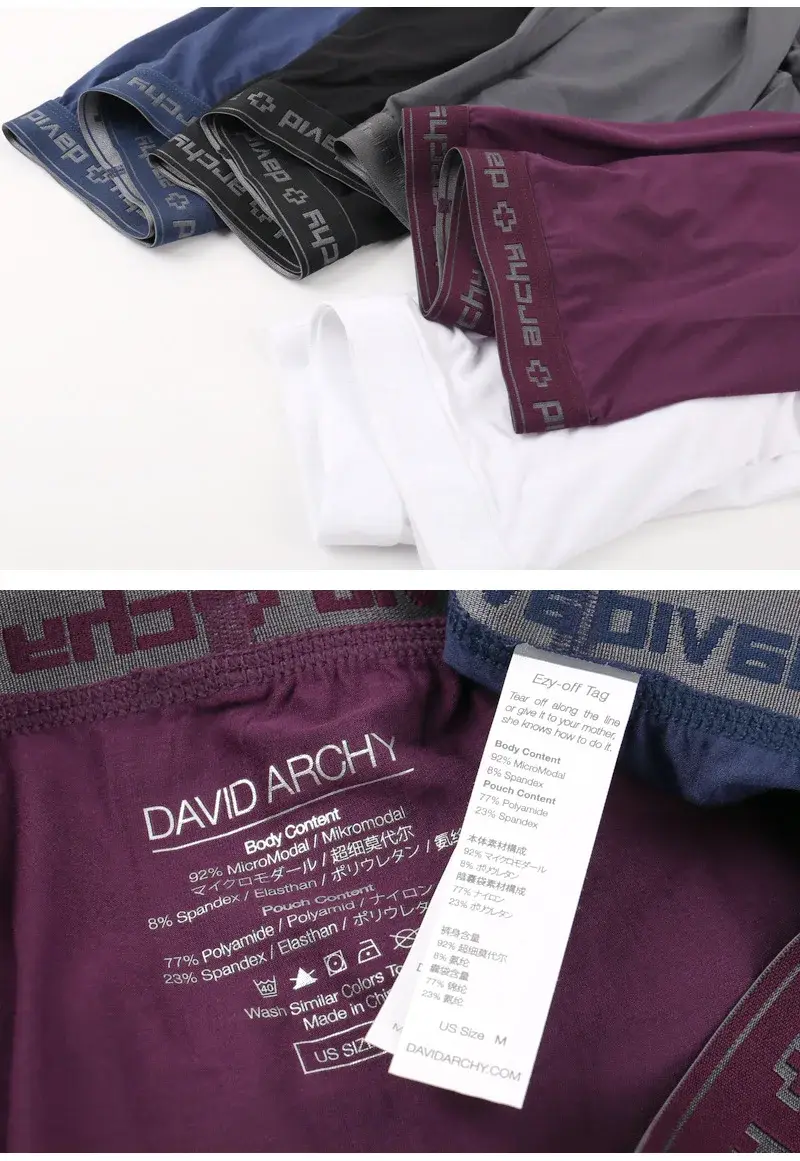 David Archy 3 Pack ملابس داخلية للرجال سراويل داخلية أساسية MicroModal ناعمة قابلة للتنفس للرجال حقيبة مزدوجة ملاكمين سريع الجفاف رياضي لياقة بدنية