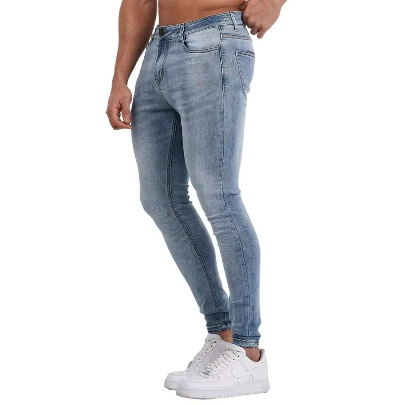 Mens Skinny Jeans Solid Color High Stretch Denim Trousers Casual Daily For Office Parties Male Cowboy Pants — image 2
