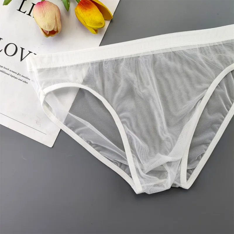 5pcs Transparent Mesh Underwear for Men Ultra-thin Perspective Mid-rise Male Pouch Slips Homme Panties Plus Size — image 19