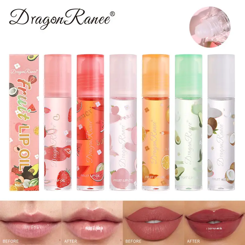 6 Colors Furit Lip Oil Plumping Lip Gloss Oil Moisturizing Lips Makeup Lip Balm Lasting Liquid Lipstick Nourishing Cosmetics