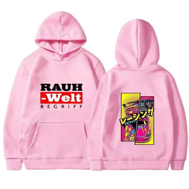 Felpa con cappuccio Rauh Welt Car Widebody Tuning JDM Racing Pop Art Comic Estetica Felpa casual oversize nera a maniche lunghe — image 8
