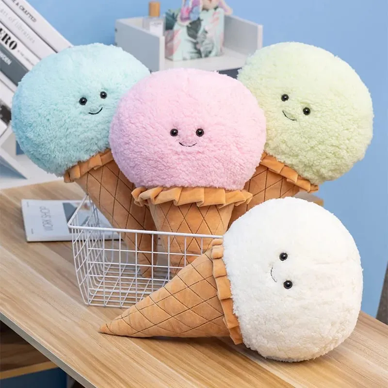 46cm Cute Cartoon Ice cream Plush Toy Stuffed Food Snack Pillow Cushion Cone Kids Toys Kawaii Room Decor Birthday Gift for Kids — image 9