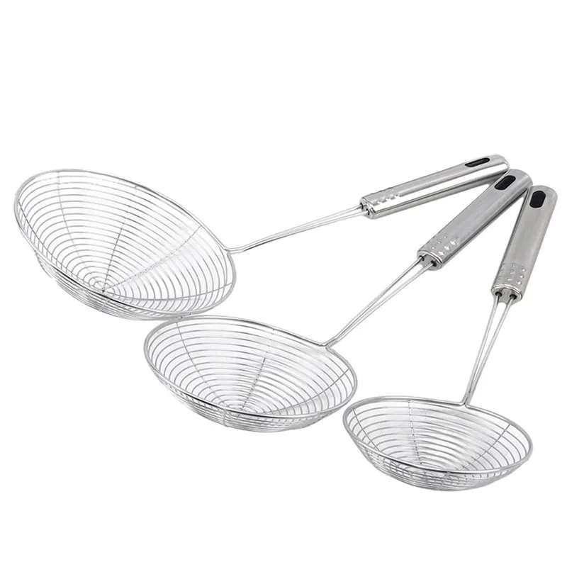 Oval Skimmer Stainless Steel Filter Mesh Oil Pot Food Filter Cookware Colander Fried Filter Kitchen Strainer Baking Cooking — image 2