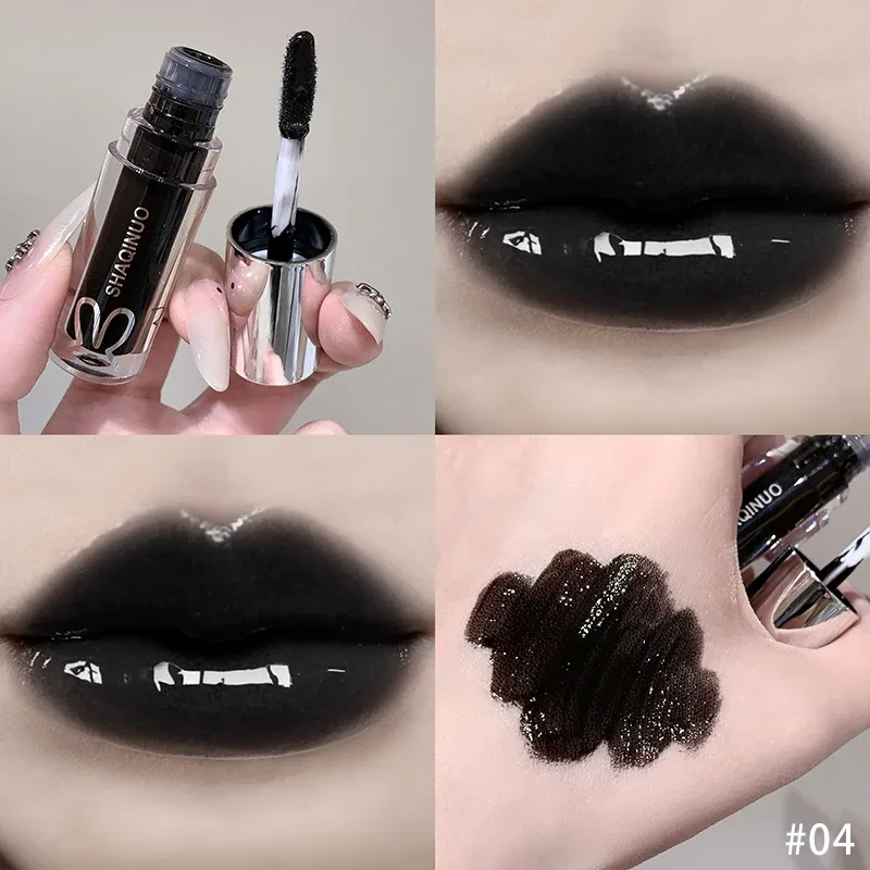 Mirror Watery Lip Gloss Lasting Moisturizing Lip Tint Cool Black Silver Gray Pearl Fine Sparkling Lipstick Makeup Cosmetics — image 10