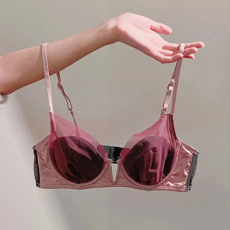 French Mesh Sexy Smooth Underwear Push-up Thin Cup Bra Soft Underwire Bra — image 1