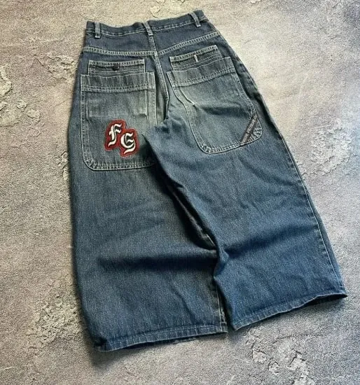 American vintage Liberty Goddess diamond jeans high-waisted straight-cut wide-leg jeans Y2K casual Ins street wear long pants — image 10