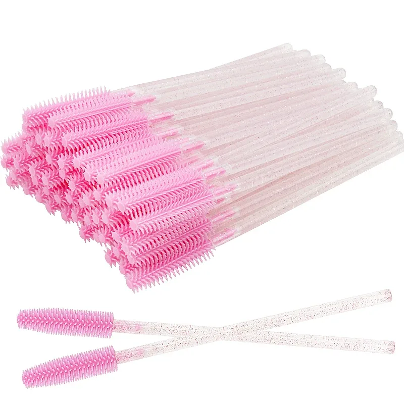 50 pcs Silicone Mascara Wands Applicator Disposable Eyelash Brushes Comb Beauty Makeup Brush For Women Eyelash Extension Tools