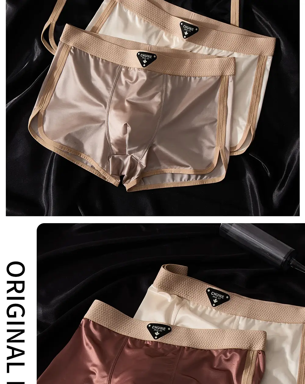 3PCS/Pack Luxury Satin-like Ice Silk Men's Panties Hygroscopic Breathable Double-layer Silk Crotch Boxer High Elastic Underpants — image 8