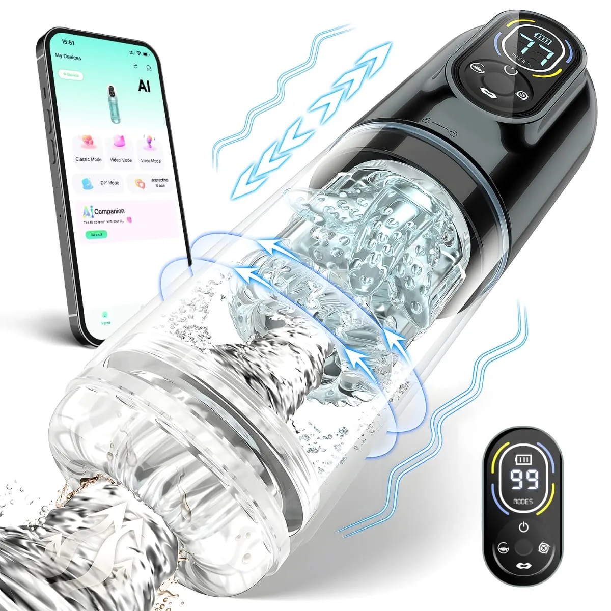 Tự Động Nam Masturbator Dương Vật Bơm Đâm Xoay 9 Rung Hút Liếm Chế Độ Thị Giác LCD Túi Âm Hộ Đồ Chơi Tình Dục Người Lớn — image 1