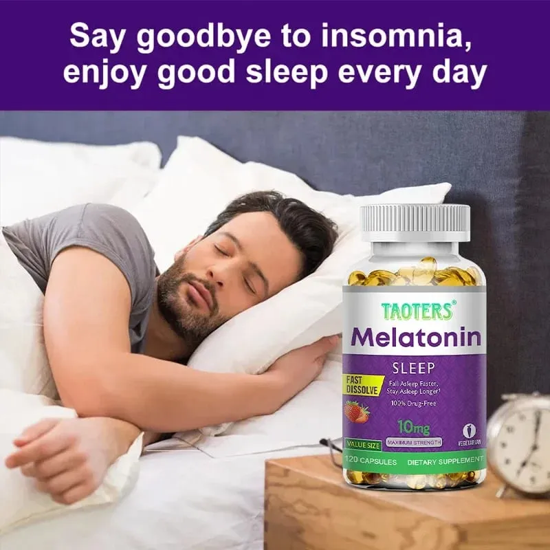 Melatonin capsules 10MG - promotes restful sleep and reduces stress uninterrupted sleep antioxidant effect — image 4