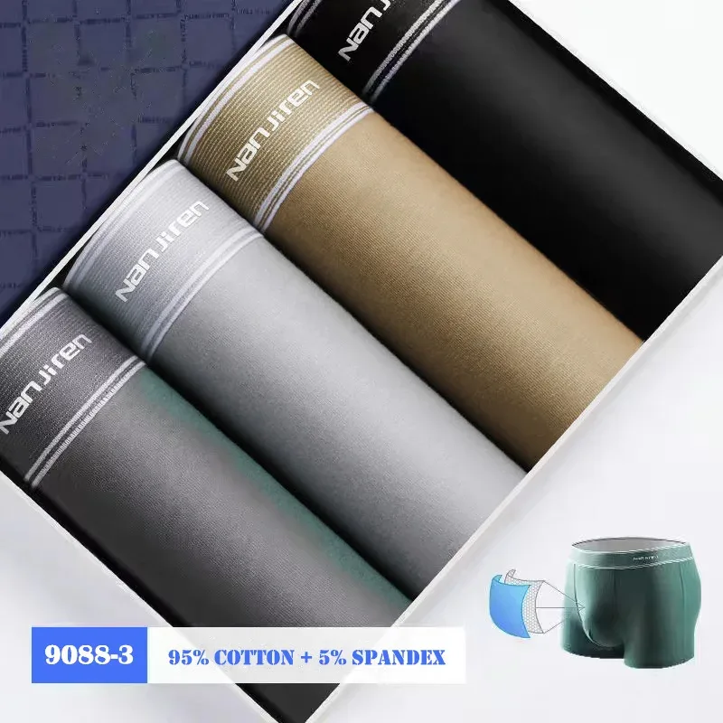 4Pcs/lot Men's Underwear Sexy Boxer Shorts Cotton Panties Man Solid Underpants Male Soft U Convex Lingerie Plus Size L-6XL — image 36