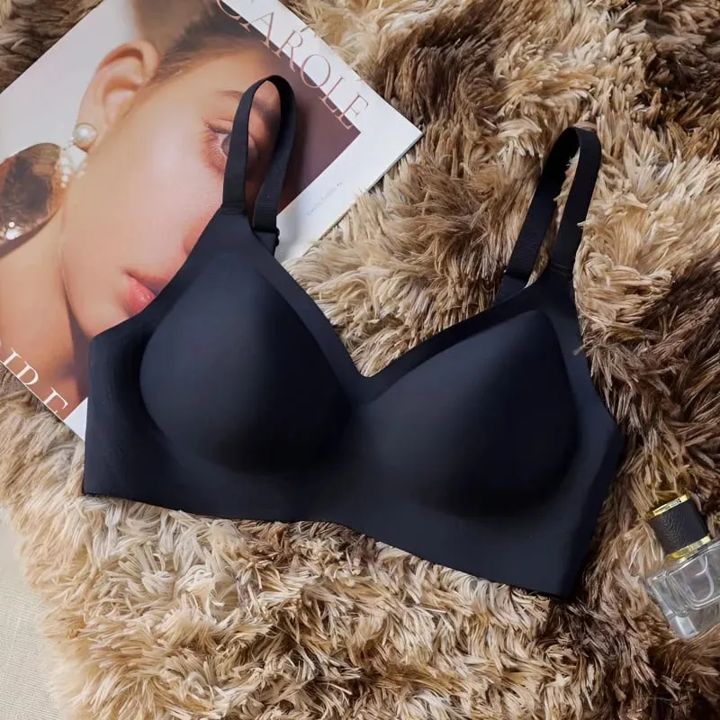Reggiseno senza cuciture per seno piccolo Push-up da donna Comodo supporto morbido senza ferretto Intimo chiuso per donne con seno senza bordo