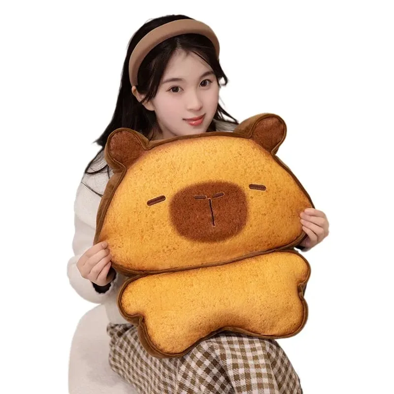 Kawaii Plush Biscuit Capybara Throw Pillow Cute Capibara Cake Cookie Toast Keychain Sofa Cushion Nap Sleeping Toys Birthday Gift — image 6