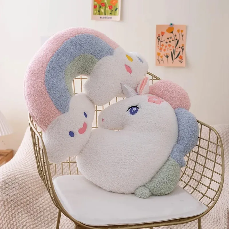 Soft Plush Rainbow Smile Pink Heart Pumpkin Throw Pillow Stuffed Hug Cushion Unicorn Plush Toy Massage Pillow for Girl Bedroom — image 6