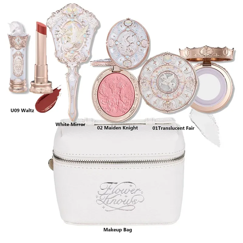 Flower Knows Strawberry Cupid Set trucco professionale per donna Kit completo Confezione regalo Ombretto Crema labbra Blush Set in polvere compatta — image 16