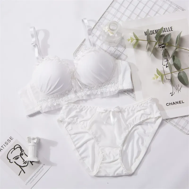 Sexy Bra Set Non-Wired Underwear Female Small Breasts Gathered Push Up Comfortable Girl Beautiful Back Adjustable Lingerie Sets — image 5