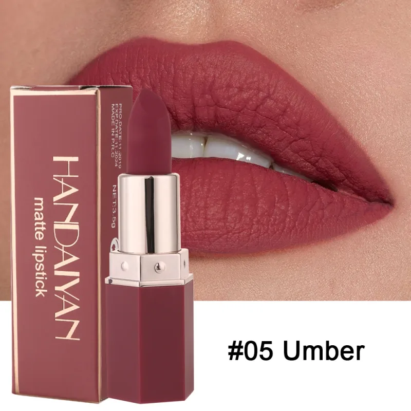 Moisturizing Matte Lipstick 6 Shades Long Lasting Non Transfer Nude Lip Gloss HANDAIYAN Cosmetics For Ladies — image 10
