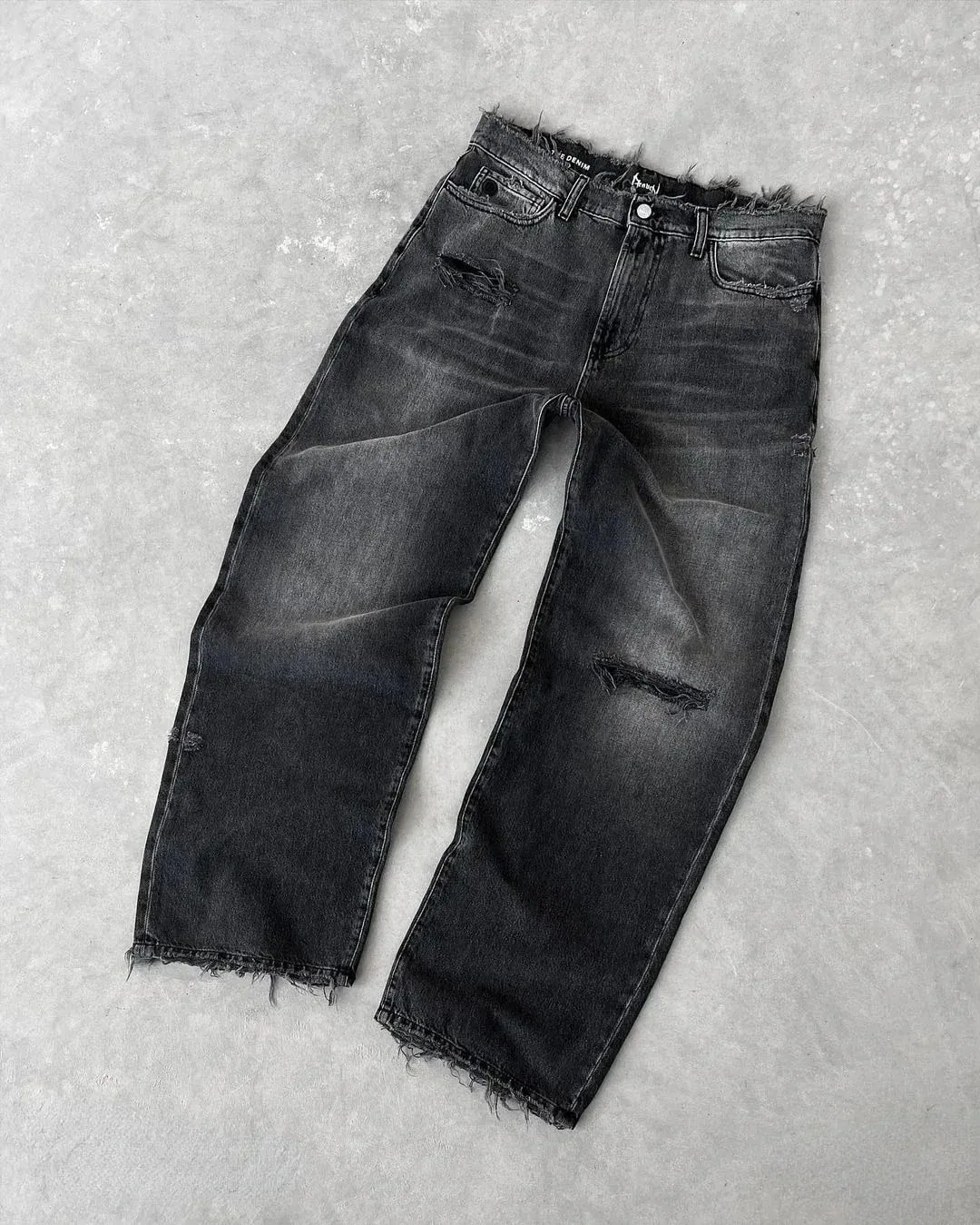Straight Jeans Distressed Men Jean Ripped Holes Washed Denim Pants Ankle Length Loose Solid Zipper Fly Pockets Casual 2025 — image 9