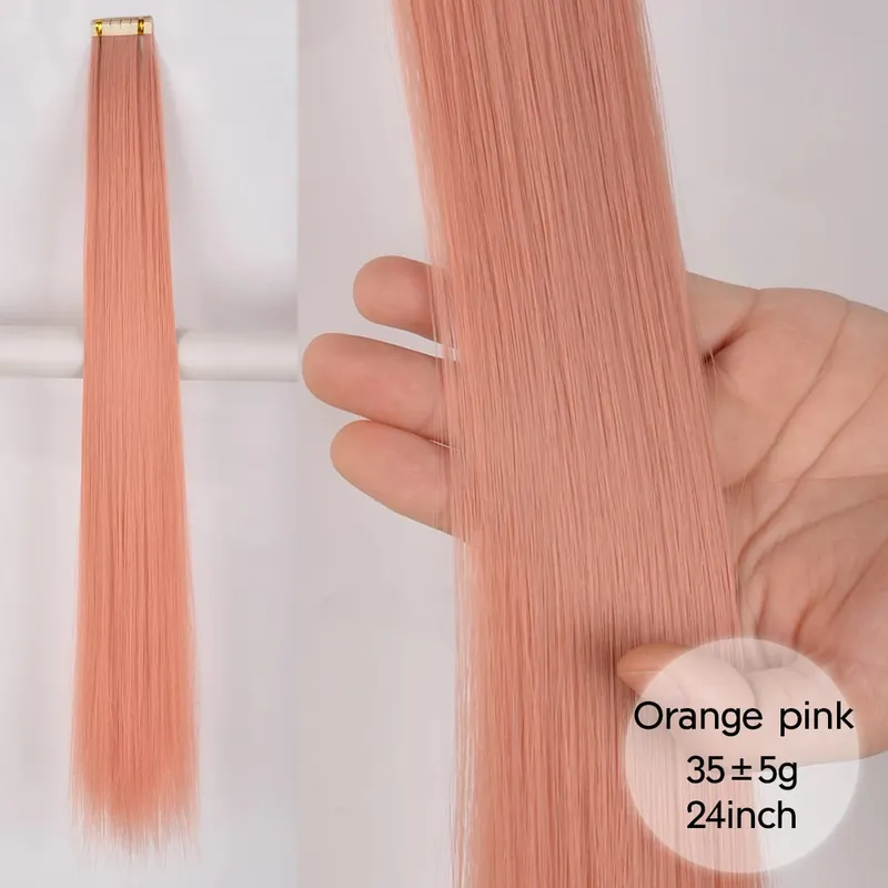 Tape In Straight Synthetic Hair Extensions Invisible Hand Tied Tape in Hair Natural Skin Weft Seamless Double-sided Adhesiv — image 18